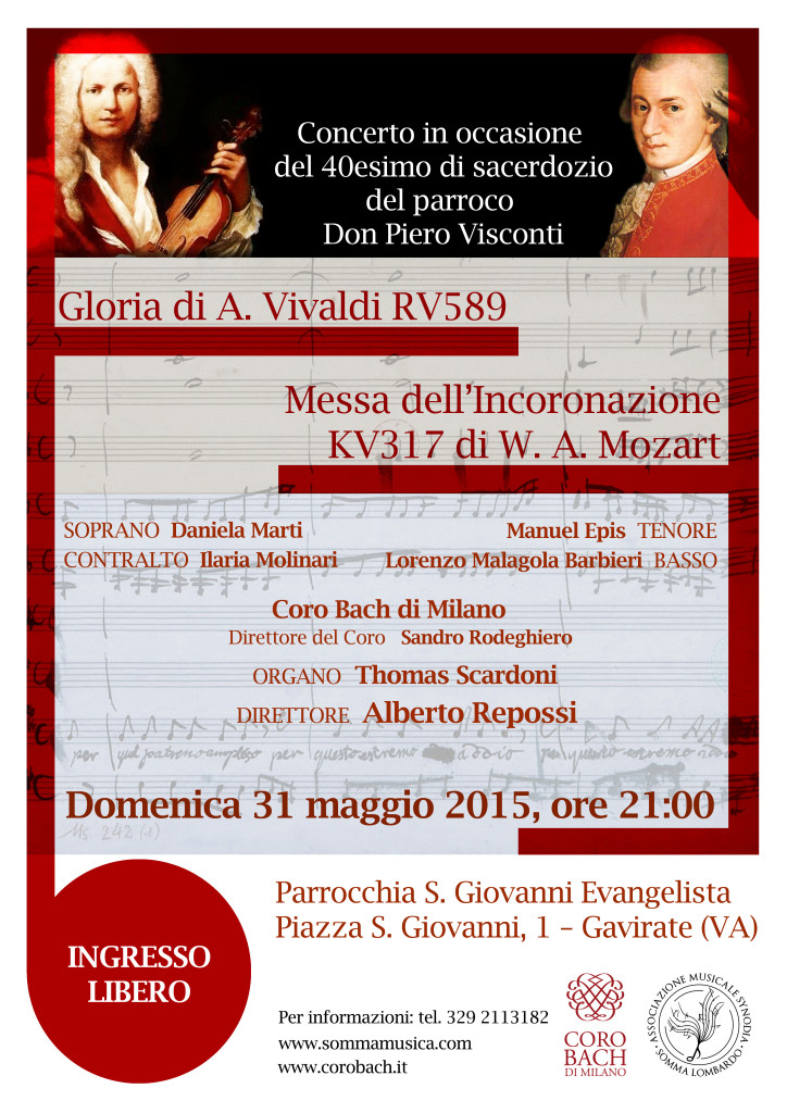 La locandina del concerto del Coro Bach a Gavirate (Varese)